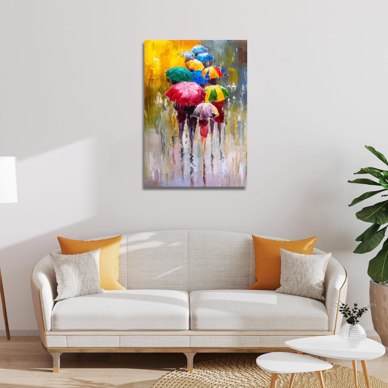 canvashop Quadro astratto ombrelli colorati 60x30 cm stampa su tela canvas quadri moderni soggiorno verticali arredo camera da letto ufficio design