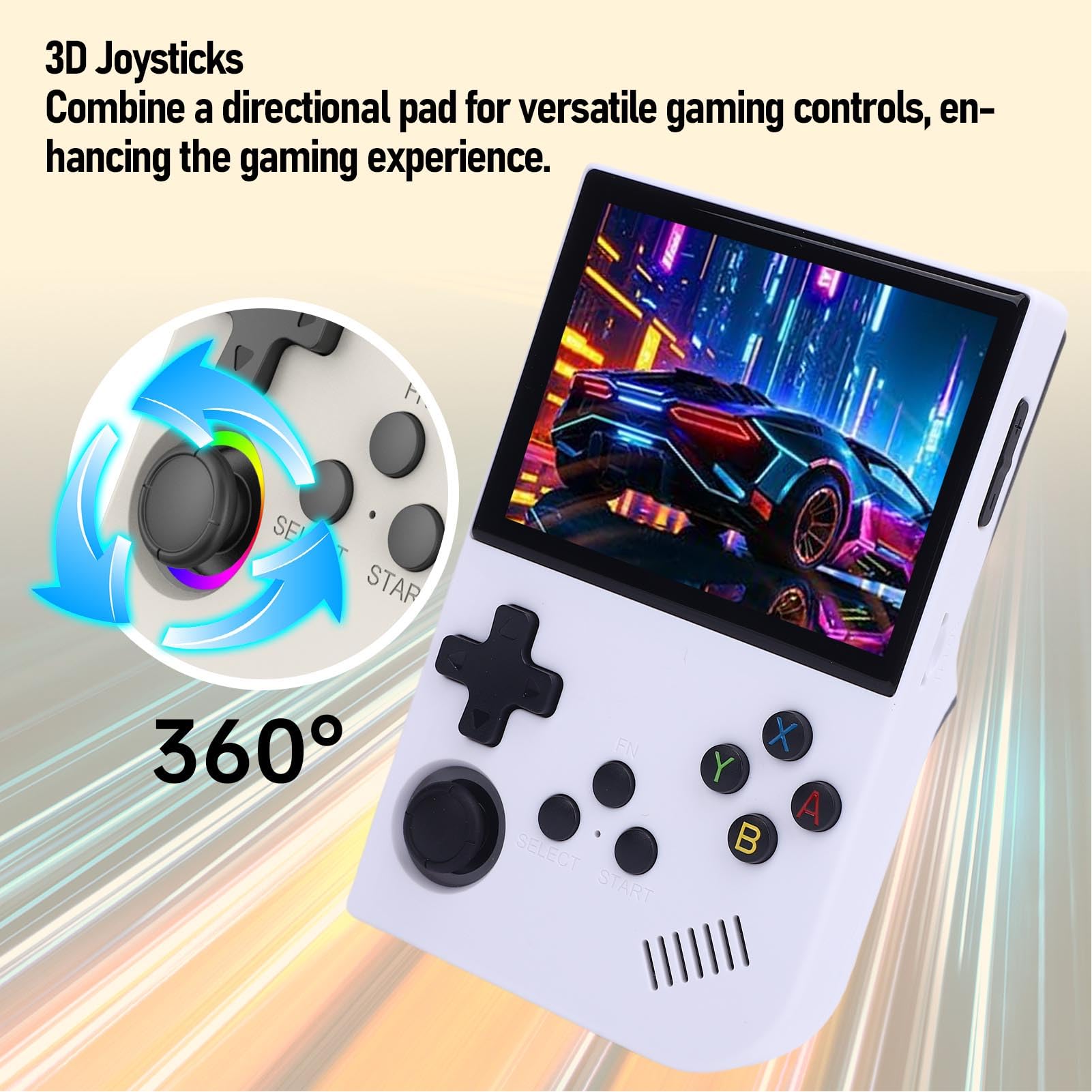 Konsola Gier Retro, Przenośna Ręczna Konsola Gier z Układem Gier RK3326, Ergonomiczny Joystick Ekranu 3,5 -calowy, Zbudowany w Baterii 3500 MAh dla 2D i Niektórych Gier 3D. (128G)
