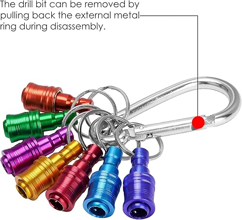 Miniatura 8 de Llavero con soporte de puntas de 14 de pulgada, barra de extensión de soporte para puntas de destornillador hexagonales, soporte de puntas de