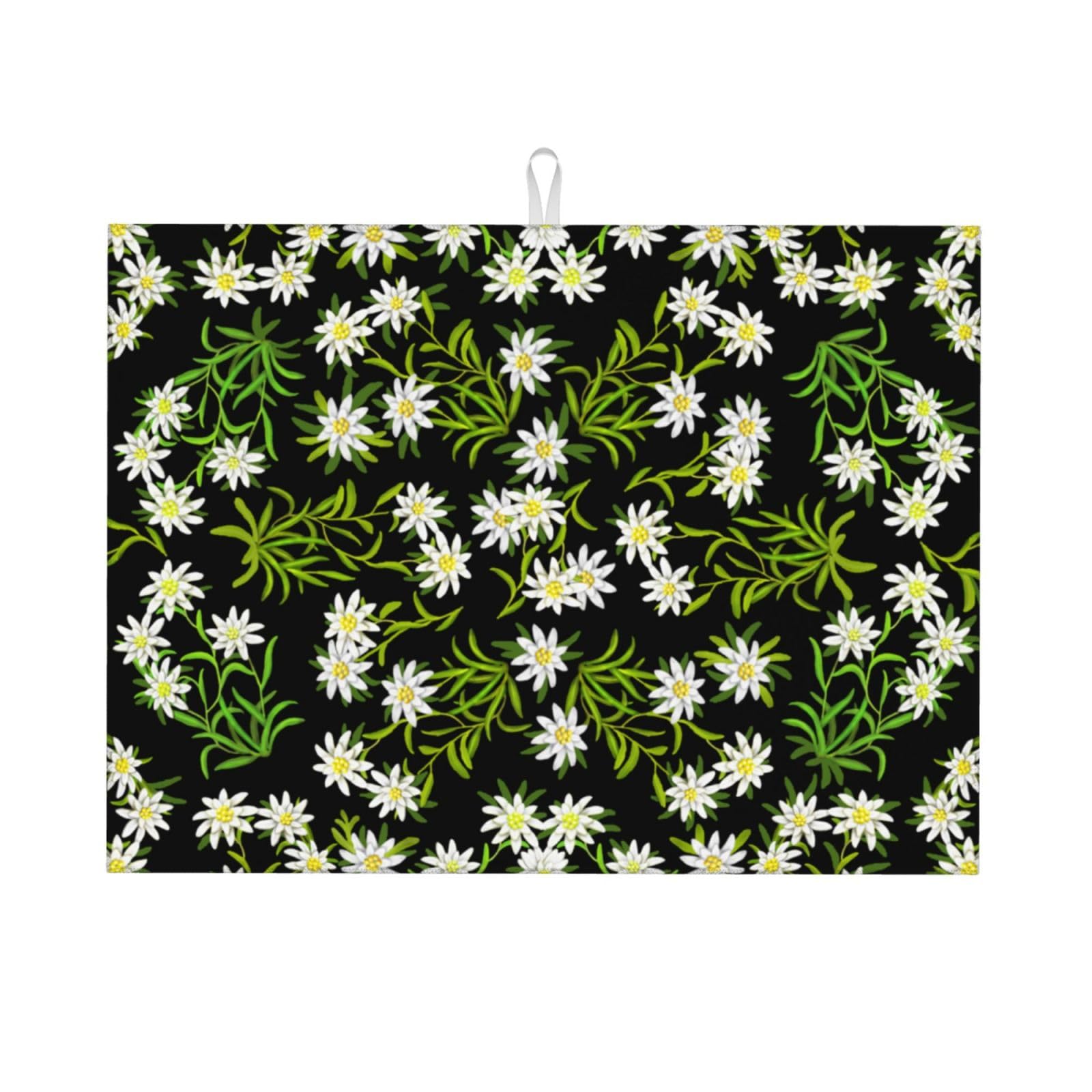 Hdtvtv As Picture Dish Drying Mats, Absorbent Dish Drainer Mat For Kitchen Counter Sink Mat Drying Pad 46X61 Cm,Swiss Alpine Edelweiss Floral