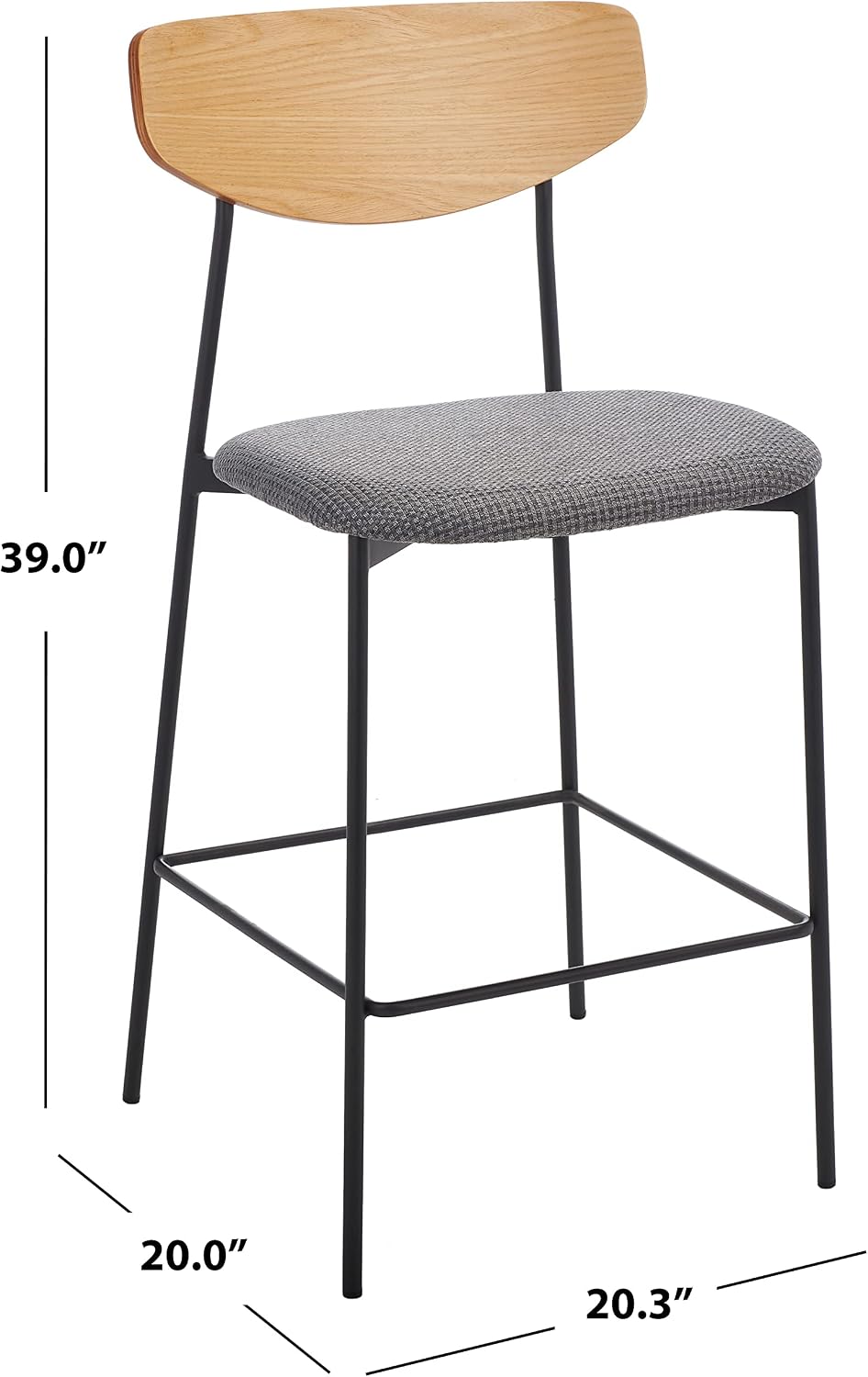 SAFAVIEH Home Collection Ryker Oak/Grey 26-inch Kitchen Island Breakfast Nook Counter Stool (Fully Assembled)
