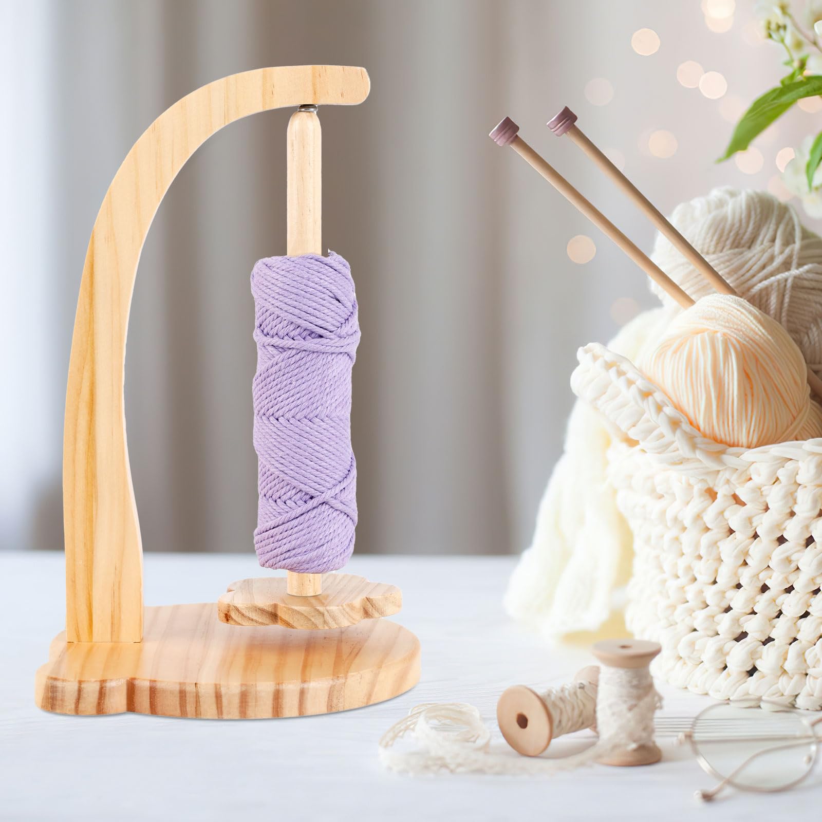 NZZVNZ Yarn Holder for Crocheting Rotatable Magnetic Wooden Wool Ball Holder - Image 2