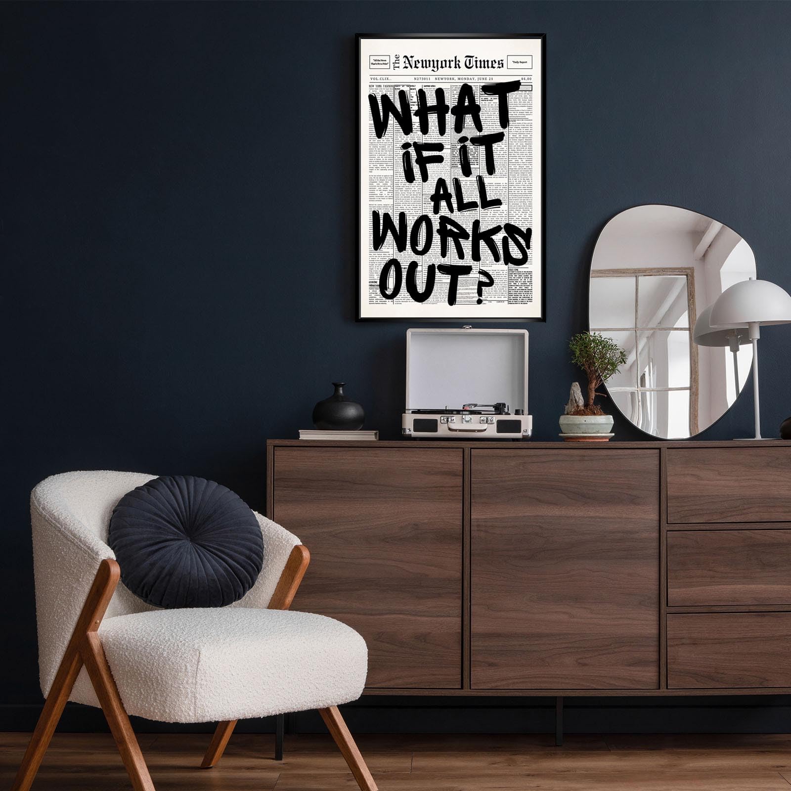 Unframed Black And White Newspaper Canvas Posters What If It All Works Out Wall Art Positive Affirmations Inspirational Quote Prints Painting For Living Room Bathroom Wall Decor 8x12in — view 5