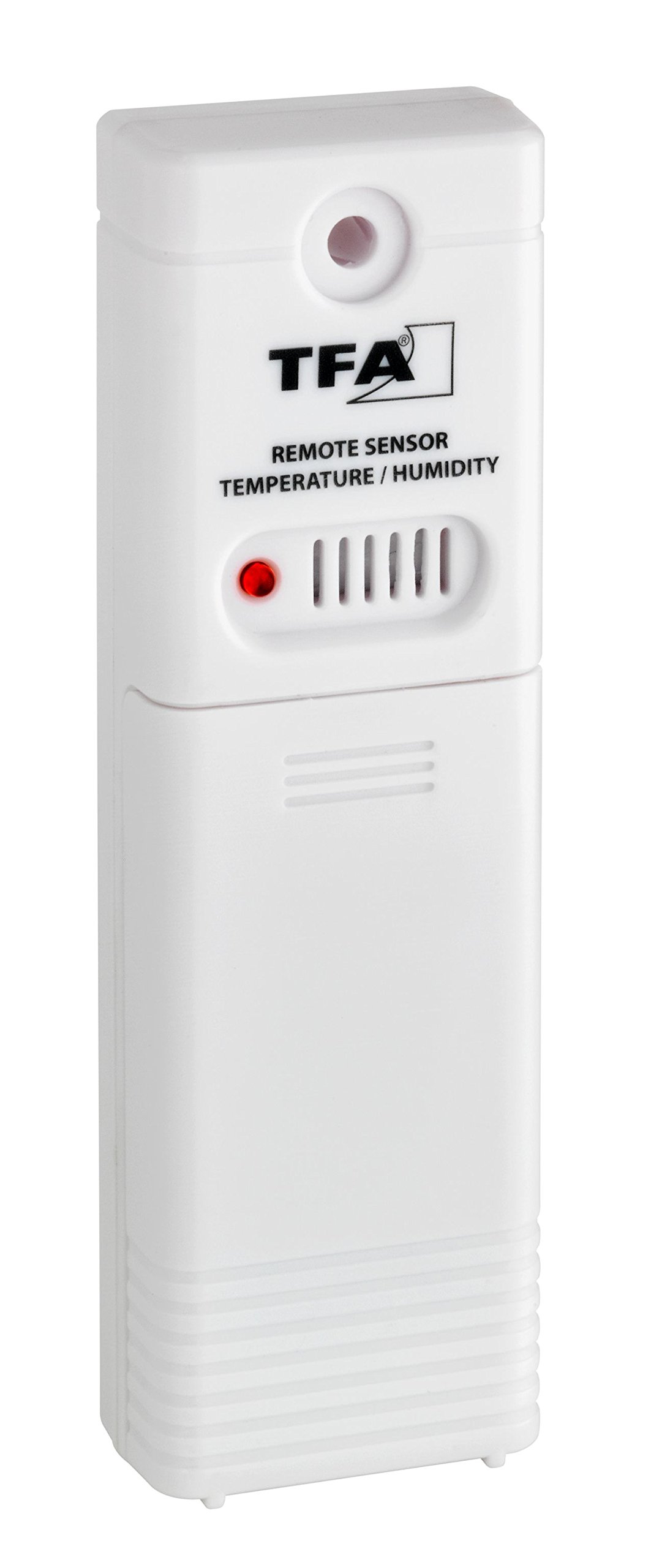 TFA Dostmann draadloos weerstation Sky, 35.1152.02, temperatuur en luchtvochtigheid voor binnen en buiten, max.-min.-waarden, weersvoorspelling, tijd en alarm, wit, (L) 123 x (B) 52 x (H) 117 mm