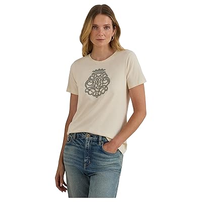 Lauren Ralph Lauren Beaded Crest Cotton Jersey T Shirts Women