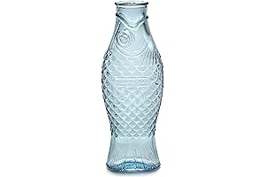 Glass Water Pitcher by Fish & Fish | Elegant Glass Flower Vase...