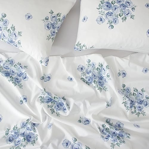 Miniatura 6 de HYPREST Juego de funda de edredón floral tamaño Queen, juego de funda de edredón de 3 piezas, suave, ligero y transpirable, estándar 100 por