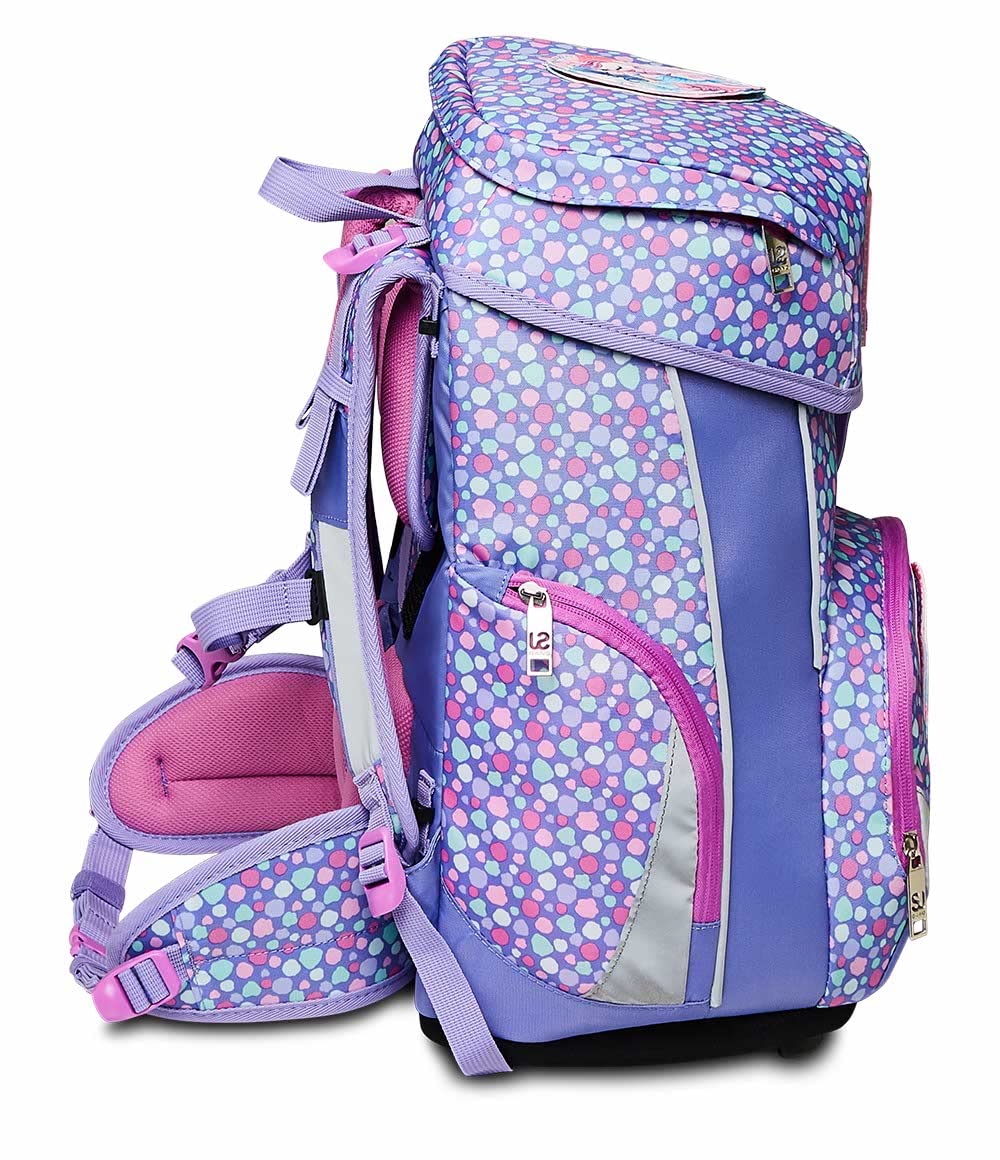 SJ Schulranzen Set 4-teilig Ergonomischer Schulrucksack, Ultraleichte Schultasche, 22 LT, ab 1. Klasse mit Mäppchen und Turnbeutel, Kinder Grundschule Mädchen Jungen