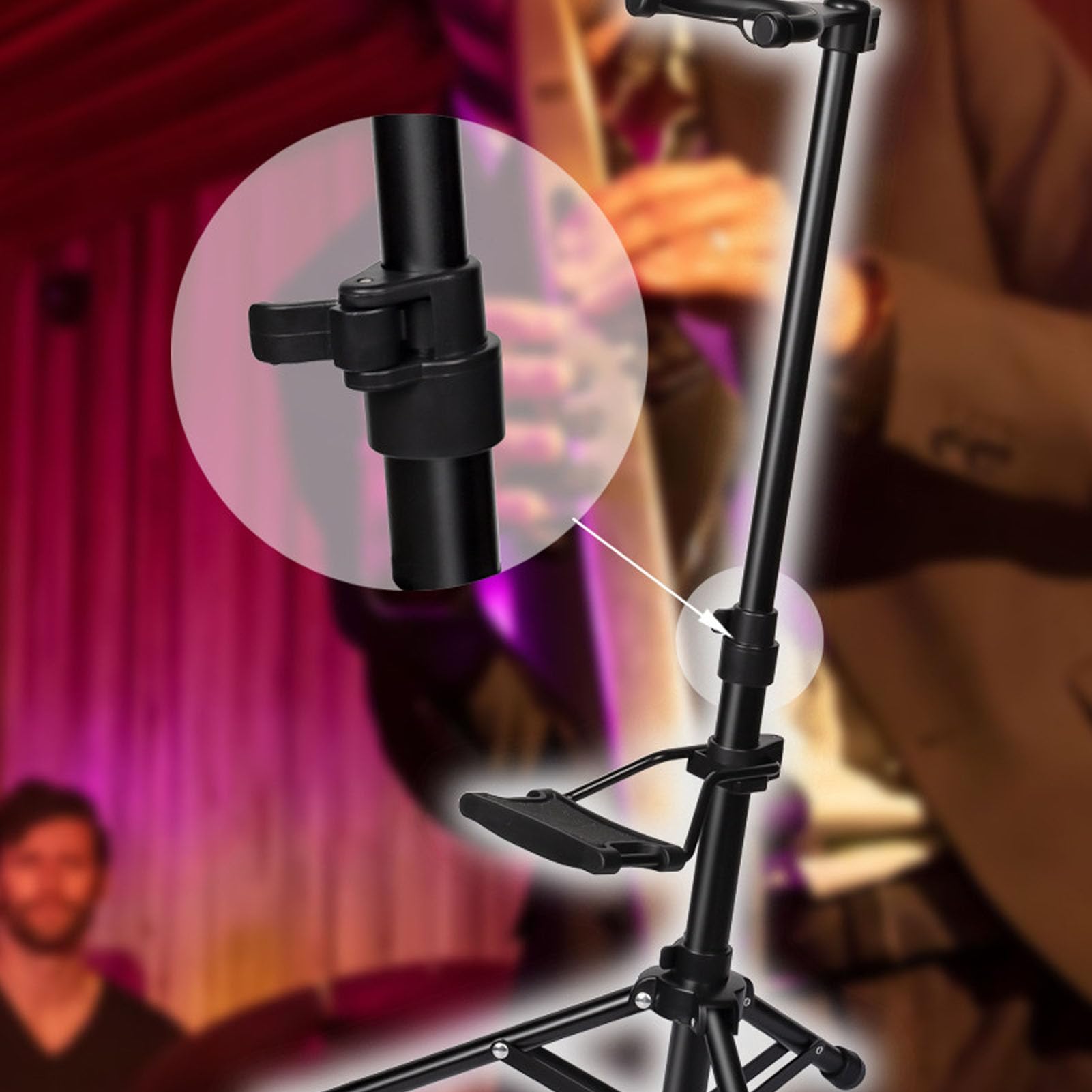 Airshi Musical Instrument Stand, Wrench Led Design Telescopic Saxophone Holder Universal Aluminum Stand for Electronic Wind Instruments, Airshivuy0n67gzd