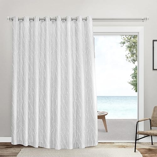 EXCLUSIVE HOME Forest Hill Patio Room Darkening Blackout Grommet Top Patio Curtain Panel, 108"x96", White