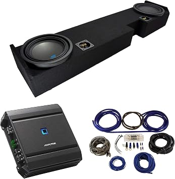 American Sound Connection Bundle Compatible with Ford F250 F350 Ext Super Cab Truck 01-14 Alpine Type S S-W10D2 Dual 10" Sub Box Enclosure with S-A60M Amplifier & 4GA Amp Kit