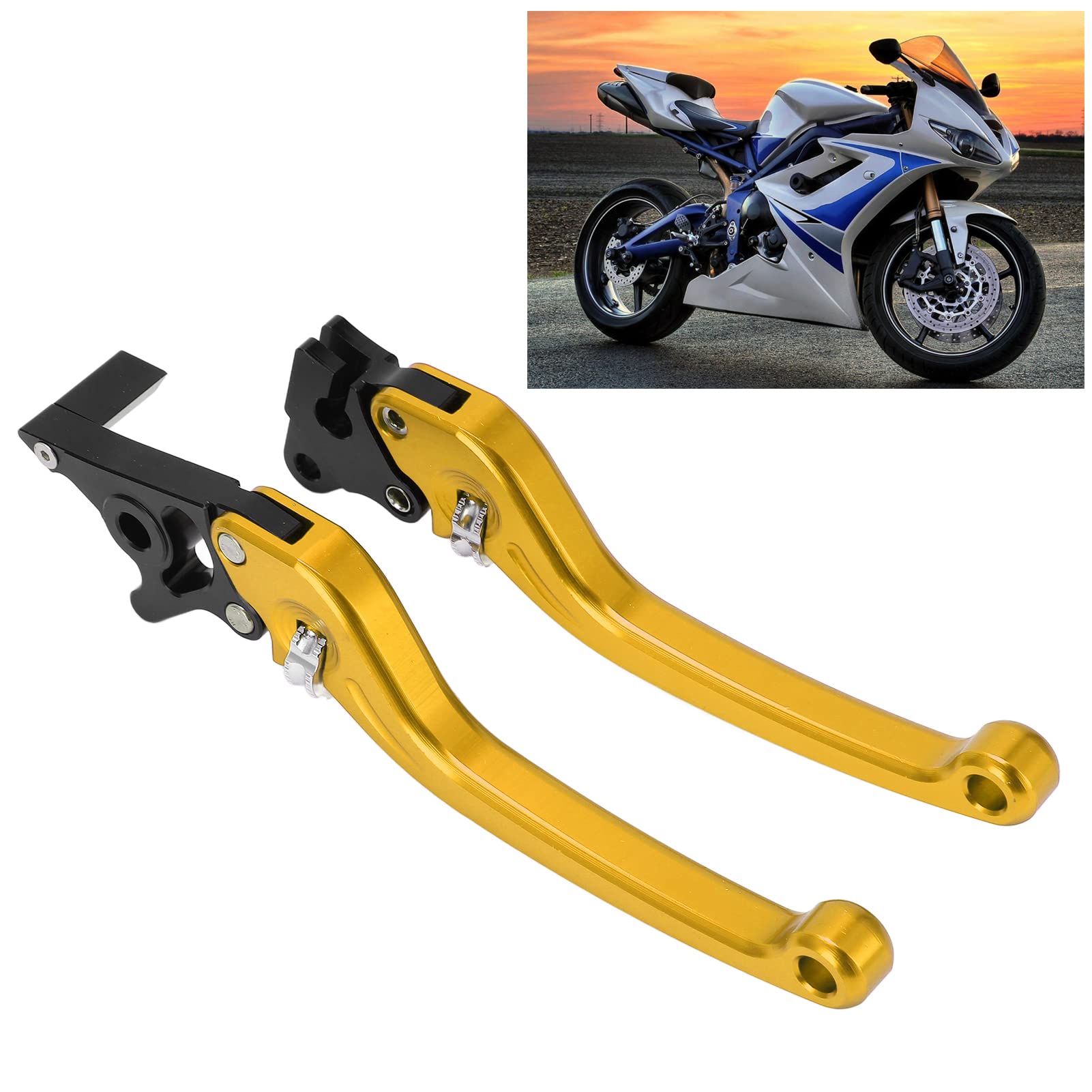 Leva freno e frizione per moto in lega di alluminio ad alta sensibilità, compatibile con accessori universali. (Oro)