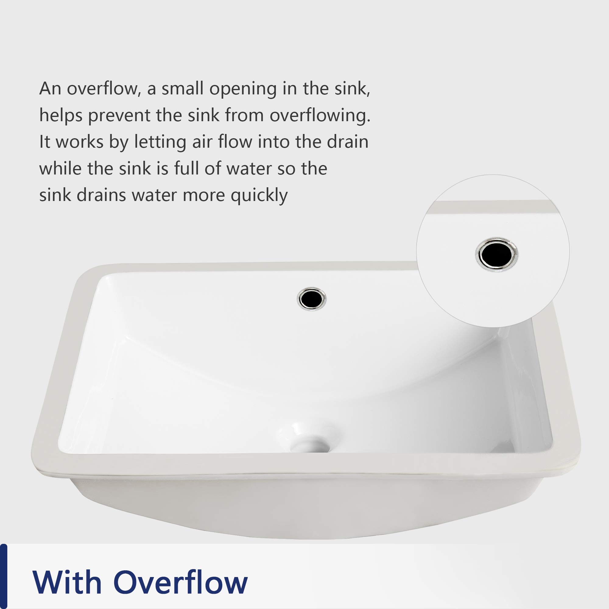 DeerValley DV1U101 Modern Undermount Bathroom Sink Rectangular, Vessel