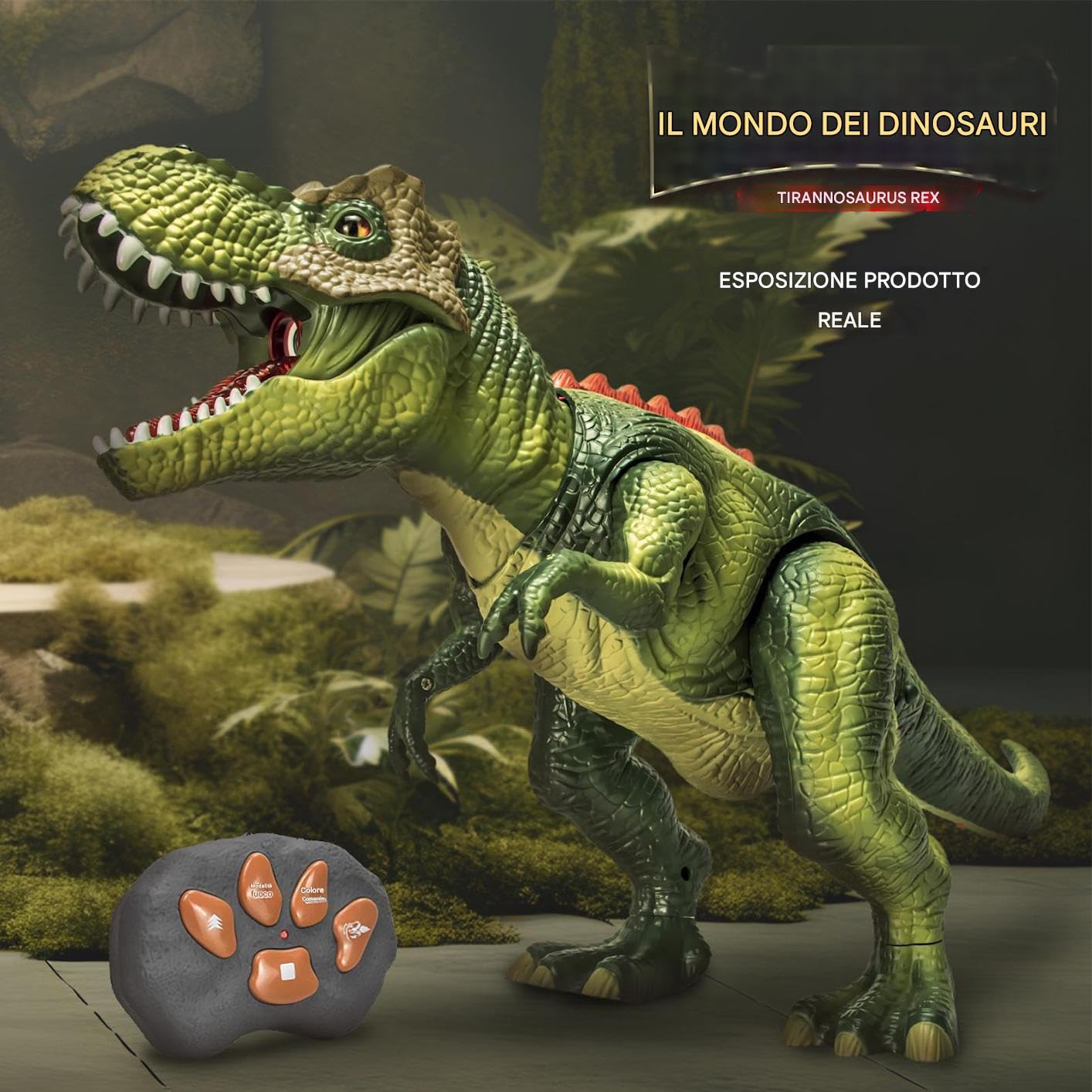 Dinosauro RC Giocattolo Animale Radiocomandato a Batteria con , Spray e