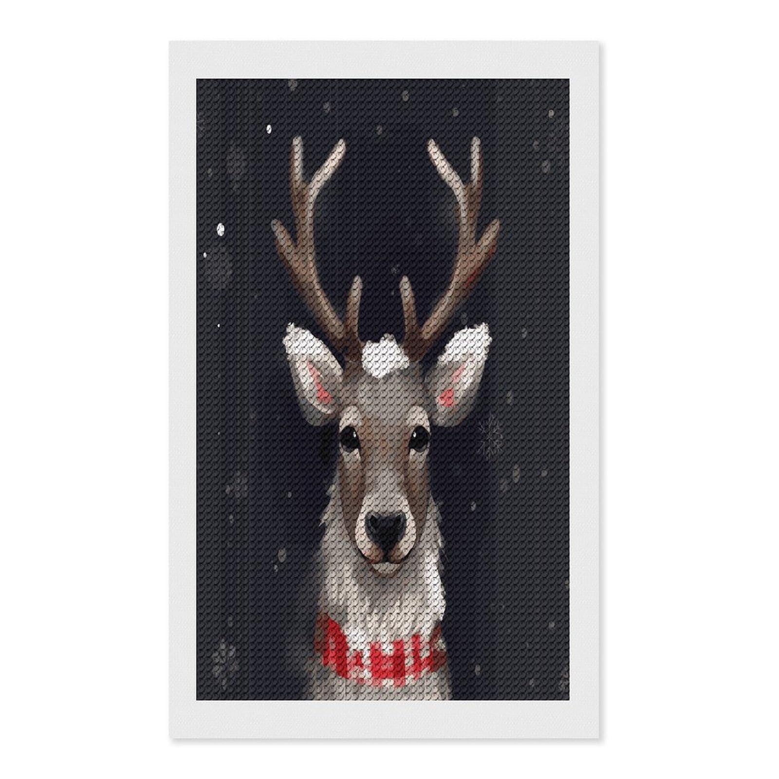 FekiLoot Reindeer Diamond Painting Kits for Beginners DIY Diamond Art Kits for Adults Full Drill Round Diamond Dot Gem Art Painting Fun DIY Crafts for Home Kitchen Wall Decor Gift 12"x20"