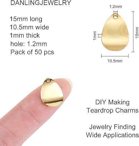 Miniatura 3 de DanLingJewelry - 50 colgantes de latón chapado en oro de 18 quilates para hacer joyas, collares, pulseras y bricolaje