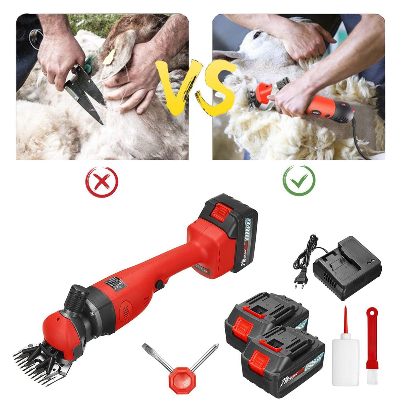 Cesoie Per Pecore Professionali Elettriche Senza Fili Da 300 W, Tosatrice Per Pecore Ricaricabile 21 V, Lana Da Barba Per Pecore, Alpaca, Capre