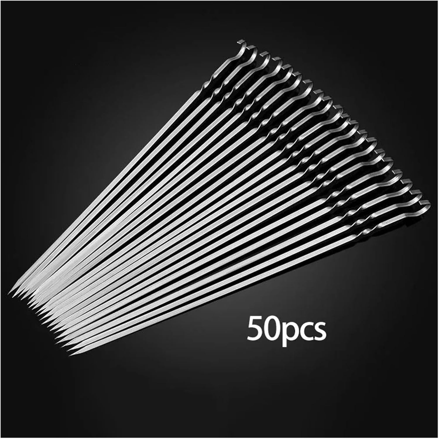 Compatible For 10/20/30/50/100Pcs Reusable Stainless Steel BBQ Skewers - Outdoor Camping Barbecue Tools, Skewer Sticks(50pcs)