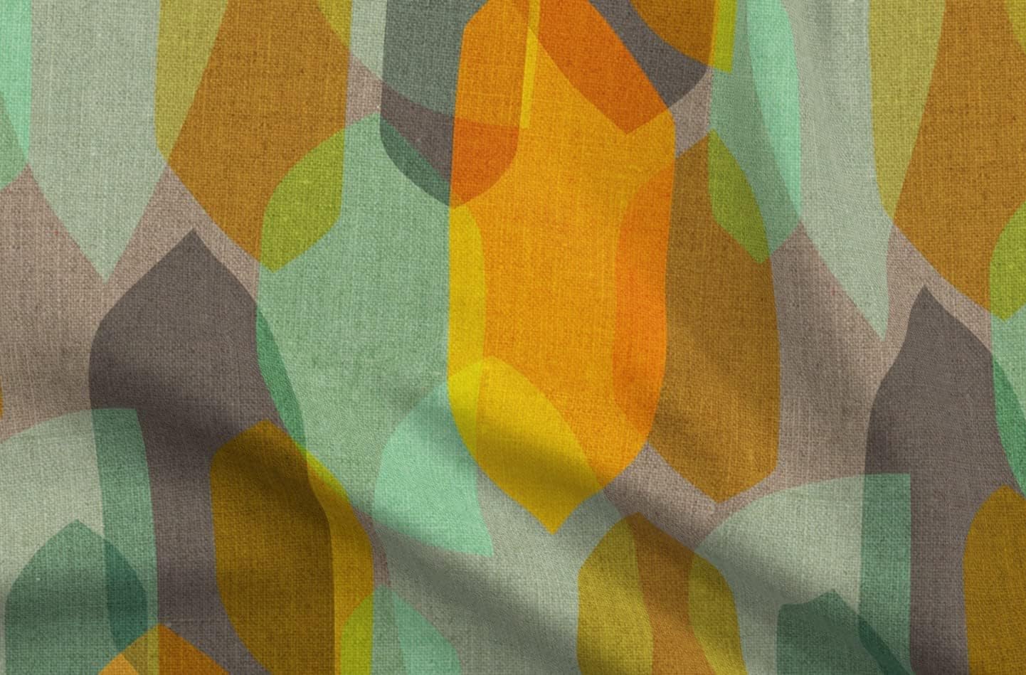 Spoonflower Fabric - Mid Century Modern Retro 1950S Linen Look Earth Tones Abstract 1960S Printed on Organic Cotton Sateen Fabric by The Yard - Sewing Quilting Apparel Home Decor