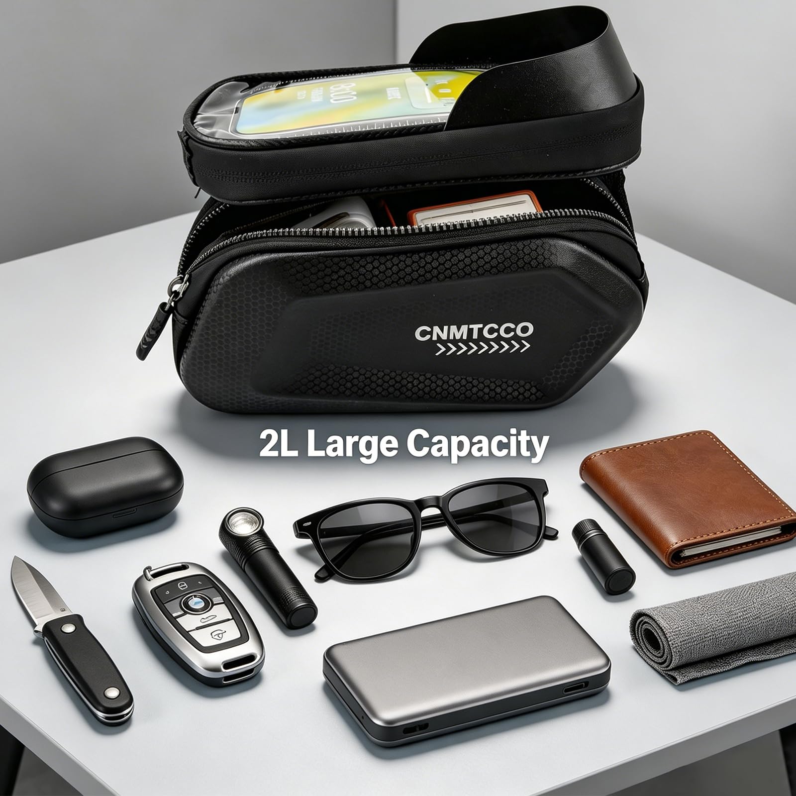 CNMTCCO Fahrradtasche Rahmentasche Wasserdicht Handyhalterung Fahrrad für Smartphone bis zu 7 Zoll, Oberrohrtasche Fahrrad Zubehoer mit TPU Touchscreenfür Mountainbikes, Rennräder und E-Bikes