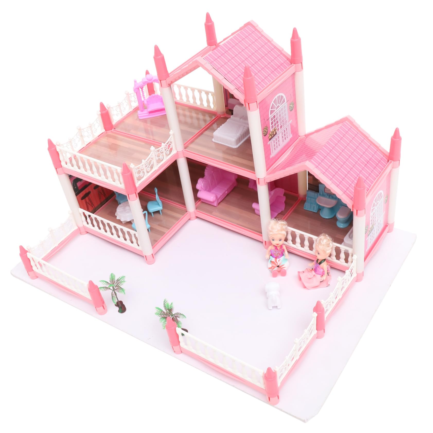 SUPVOX Toy Houses for Girls DIY Miniature Dollhouse Princess Castle Villa Miniature House Kit Piece Puzzle Villa Set