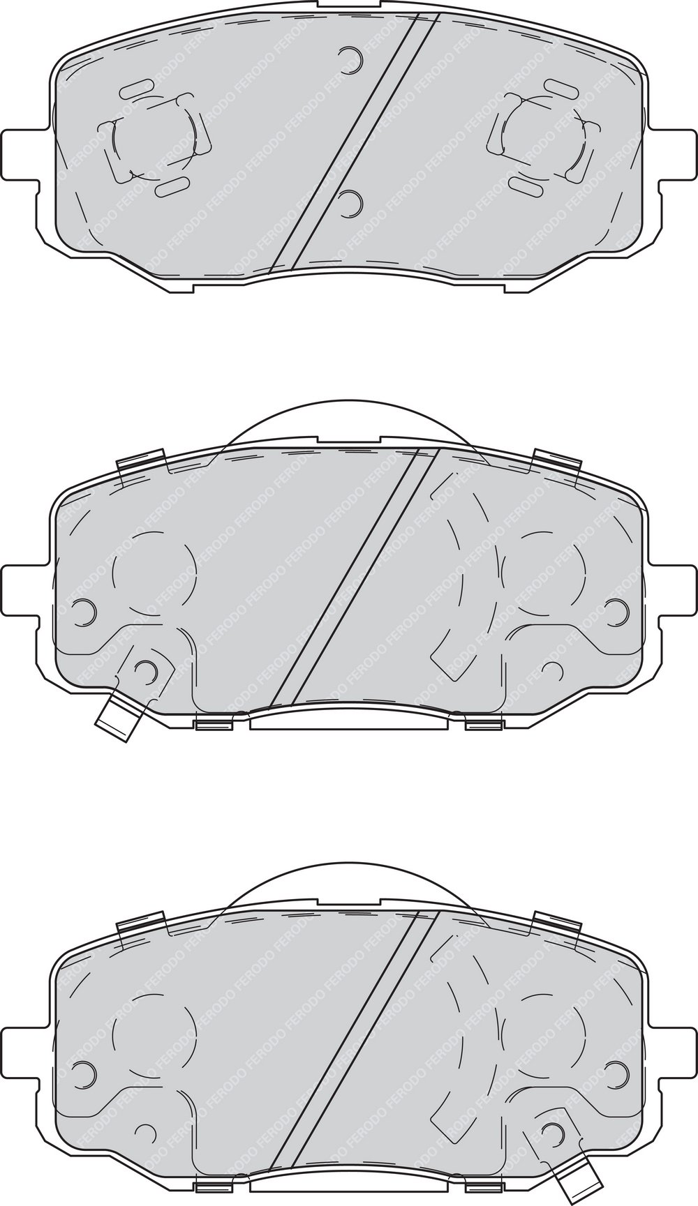 Jeu De 4 Plaquettes De Frein Arrière Ferodo FDB1630 - Pour Fiat Panda II, épaisseur 17 Mm, Largeur 55 Mm, Système Bendix