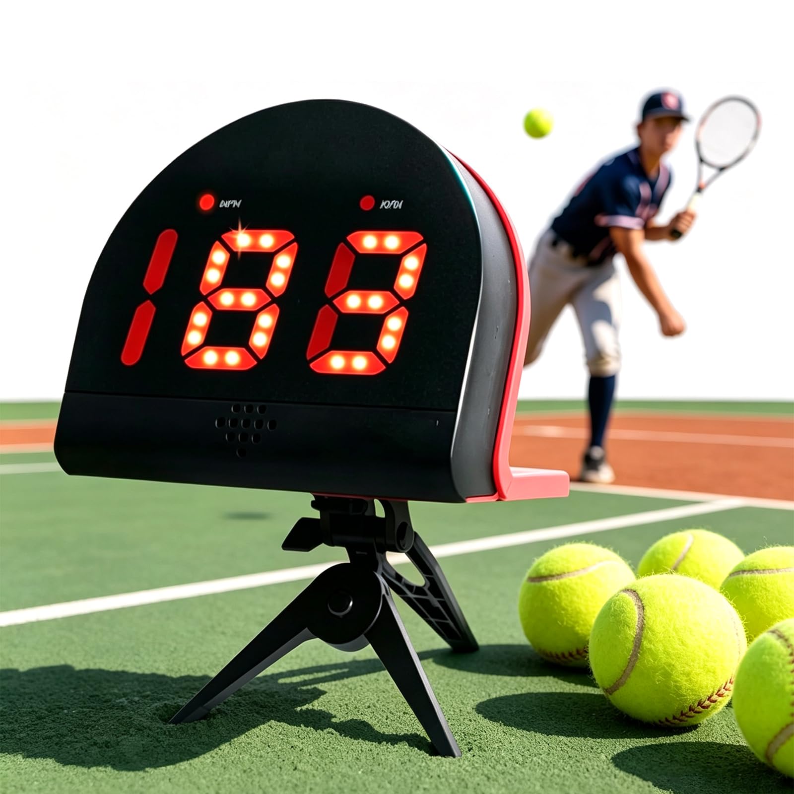 Tester di velocità per Tennis, Sensori di velocità per Allenamento, Misura La velocità di Servizio, Racchetta E Palla, con Treppiede Regolabile, Tester di velocità A Mani Libere per Baseball,