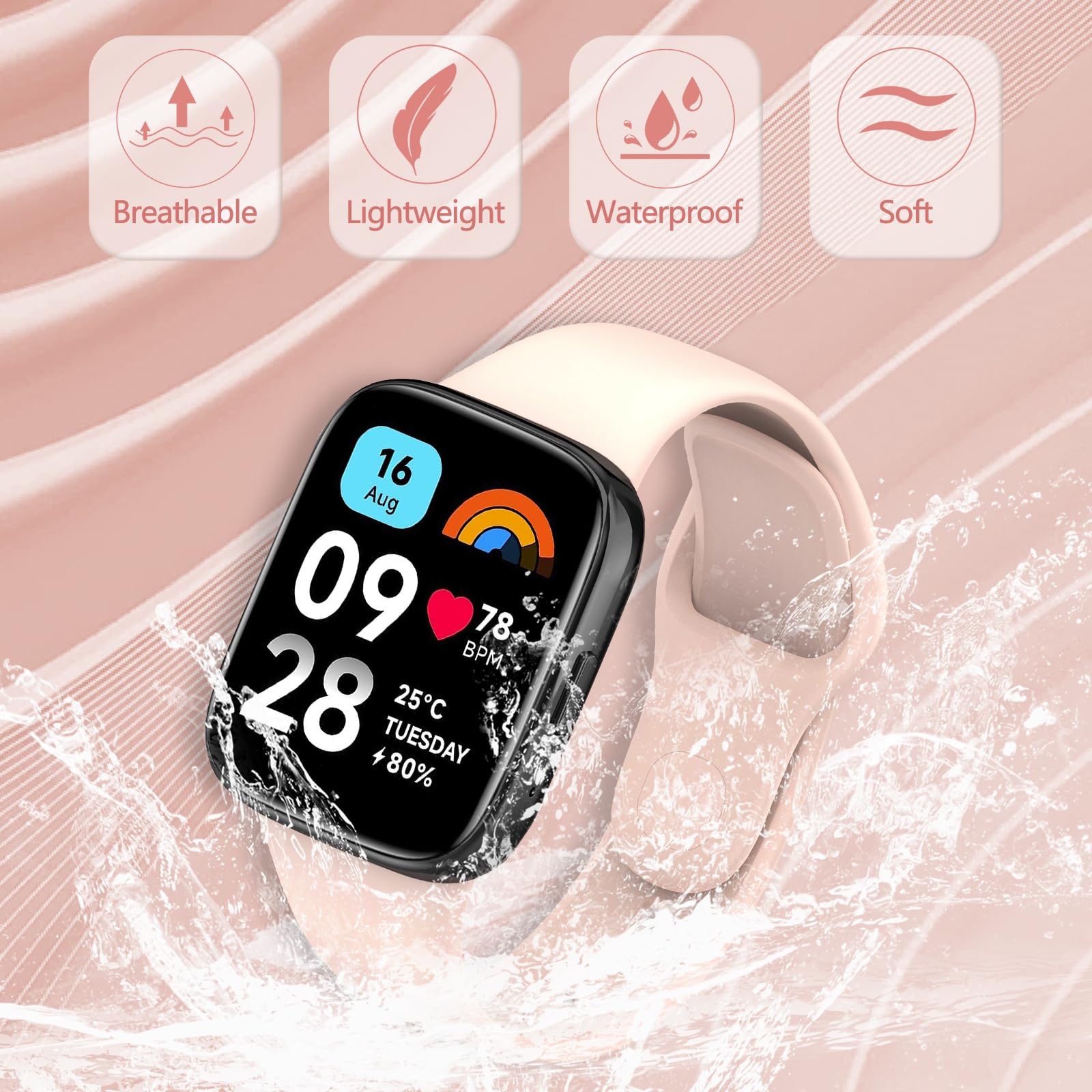 LanQii Armband Kompatibel Mit Xiaomi Redmi Watch 3, Gewebte Edelstahl