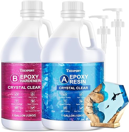 Teexpert Resina Epoxica Sin Burbujas Kit de 7,5 l de Resina Epoxica Transparente Anti-Amarilleo Autonivelante de Alto Brillo para Arte DIY,