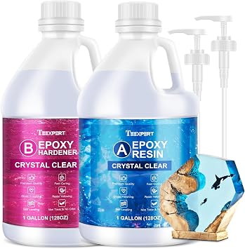 Teexpert Auto-Defoaming Epoxy Resin Kit 2 Gallon & Crystal Clear