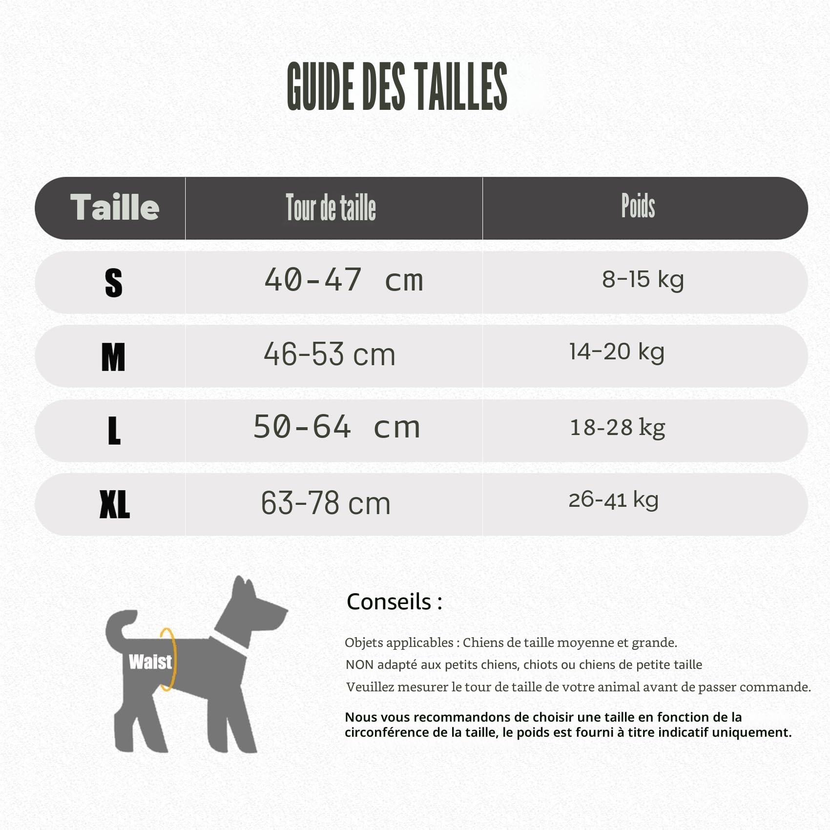 Dotoner Harnais de Levage pour Chien – Harnais de Soutien pour Pattes arrière – Écharpe de Soutien Souple pour Chiens de Petite, Moyenne et Grande Taille blessée