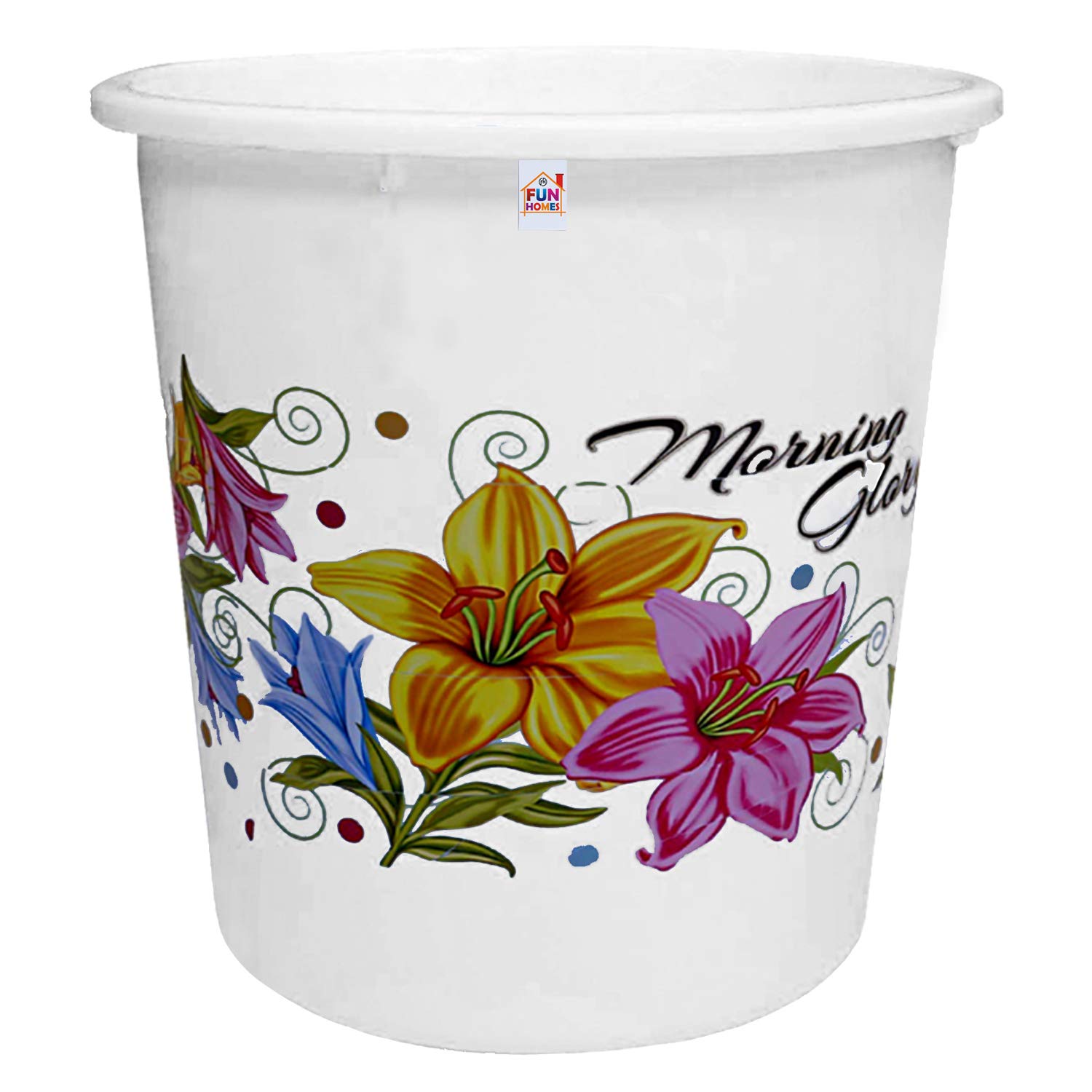 Fun HomesFlower Print Plastic Garbage Waste Dustbin/Recycling Bin for Home, Office, Factory, 7 Liters (White)