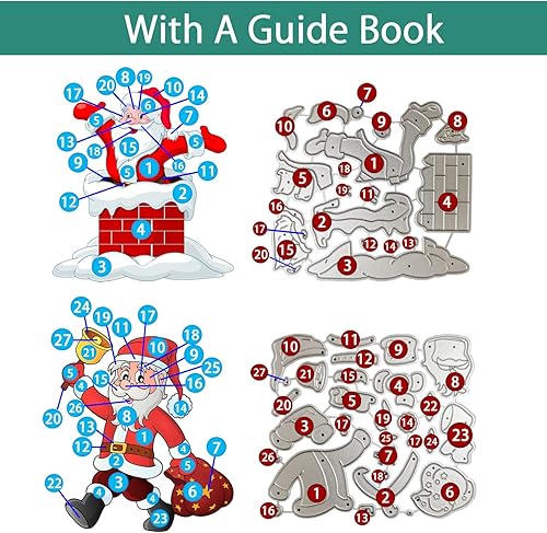 Miniatura 7 de 4 juegos de troqueles de Navidad de chimenea de Papá Noel para hacer tarjetas, suministros para álbumes de recortes, troqueles en relieve, plantilla