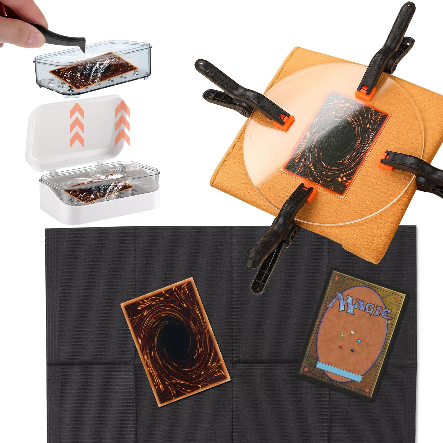 245-teiliges Karten-Abflachungs-Set, Karten-Reinigungsset für TCG-Sammler, Sammlerstück, Reinigung, Schutz