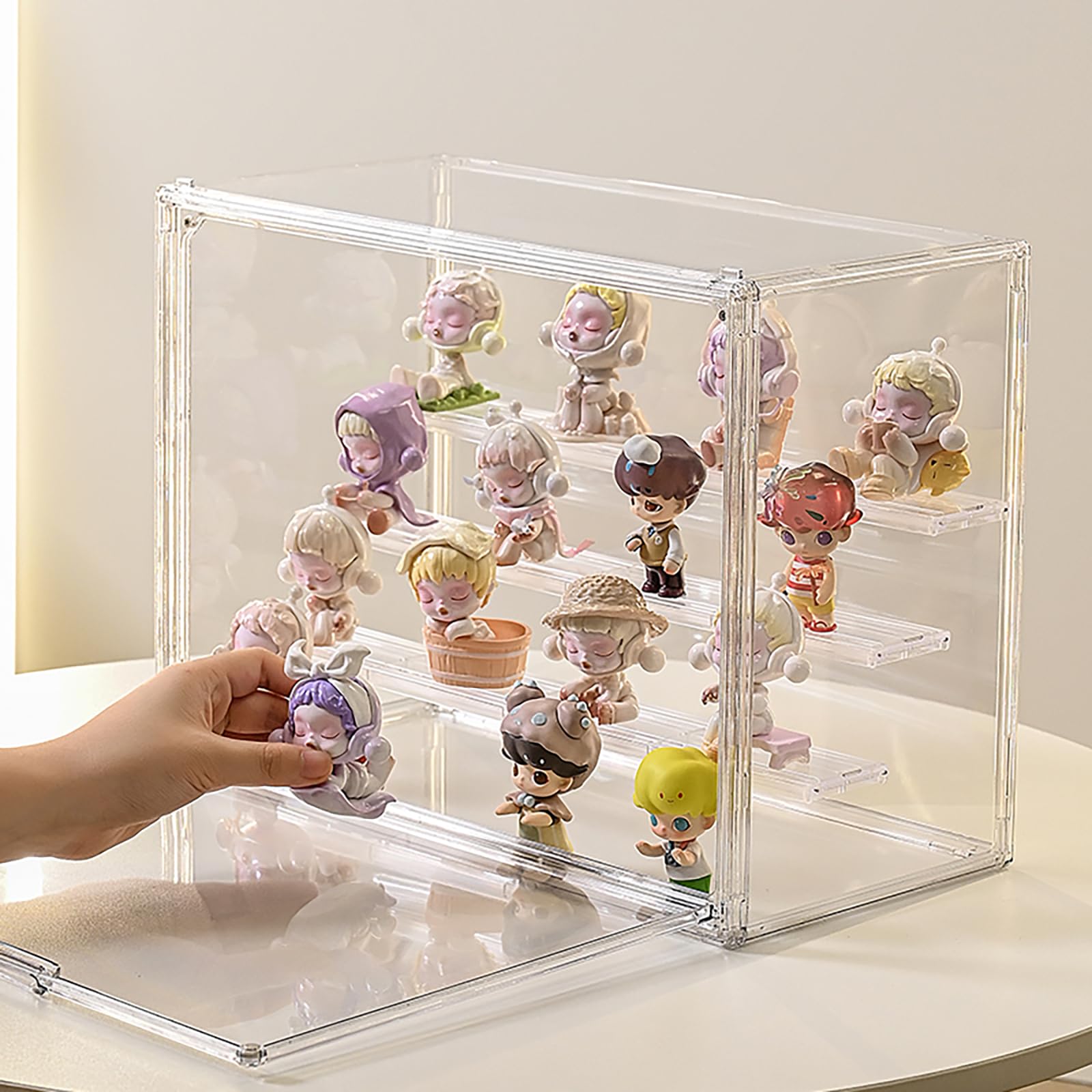 Vitrine pour Collection en Acrylique,Boîte de Présentation Transparent,Anti-poussière Vitrine Exposition Figurine avec Porte Magnétique,pour Figurines,modèles et Collections