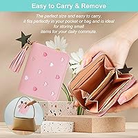 Portafogli Mini Donna Con Zip - Set 2 Pezzi Con Ciondolo Ricamato, Blu E Rosa, Ideale Regalo - Foto 9