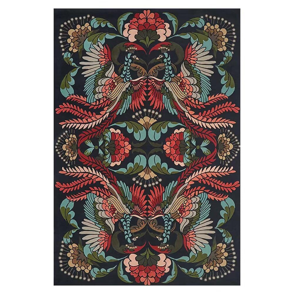 Tapis de salon résistant à la saleté 80x160 fleurs rétro pour canapé