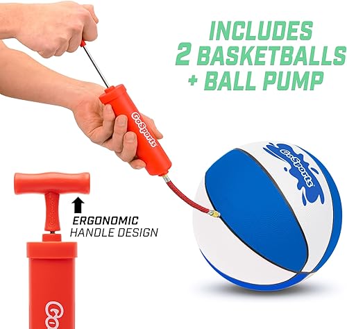 Miniatura 6 de GoSports Juego de baloncesto para piscina enterrada con borde regulador, 2 pelotas de baloncesto y bomba, elige tu estilo