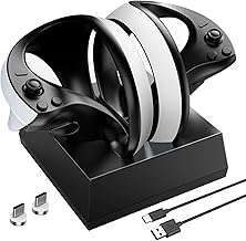 Charging Station for PS VR2, Fast Charger Dock Magnetic Connector for VR2 Sense Controllers, PS VR2 Accessories Charging Dock with 4 Type-C Magnetic Adapters