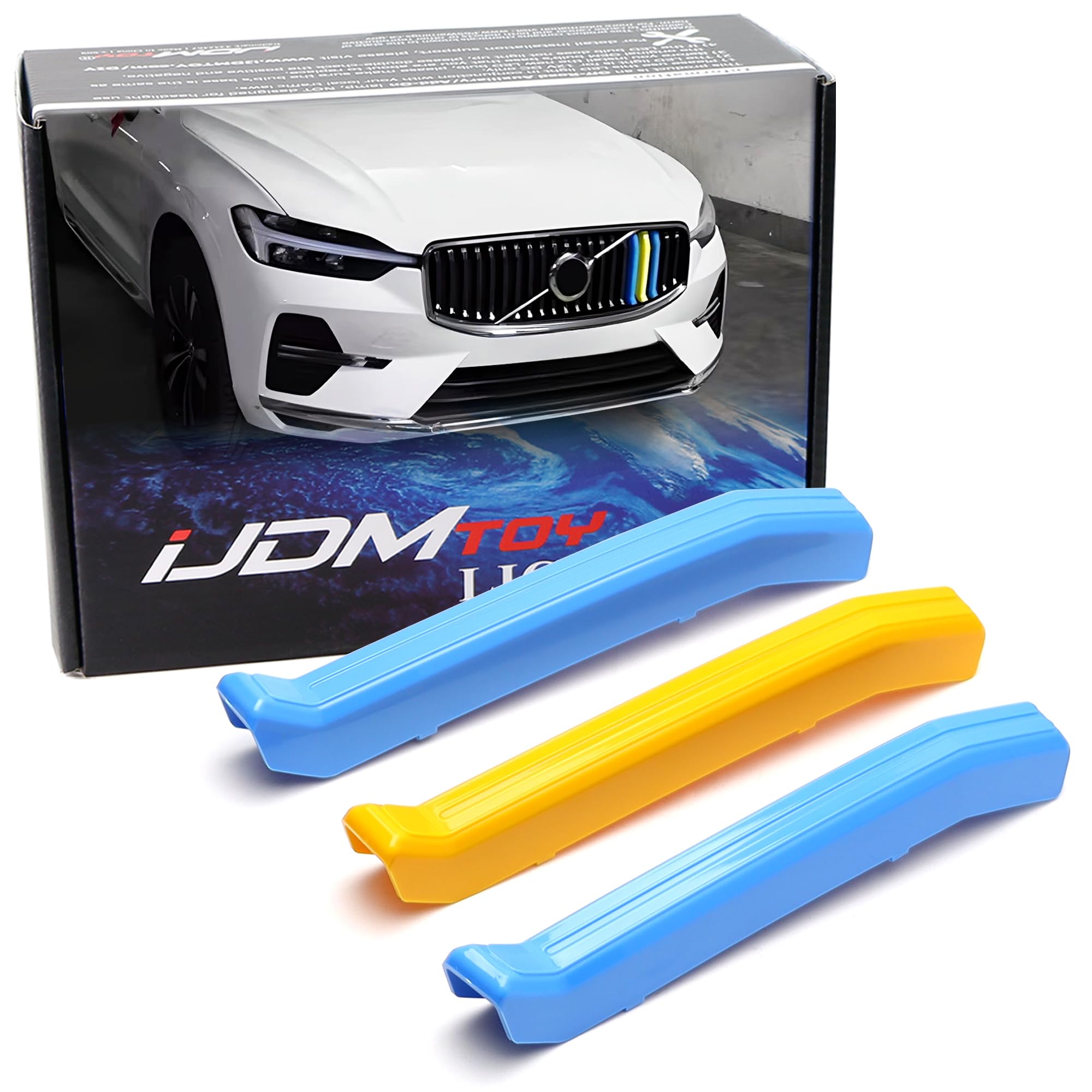 VOLVO 青と黄色の葉柄ブランケット2枚セット Amazon.com: iJDMTOY Exact Fit Sweden Flag Color Grille Decoration