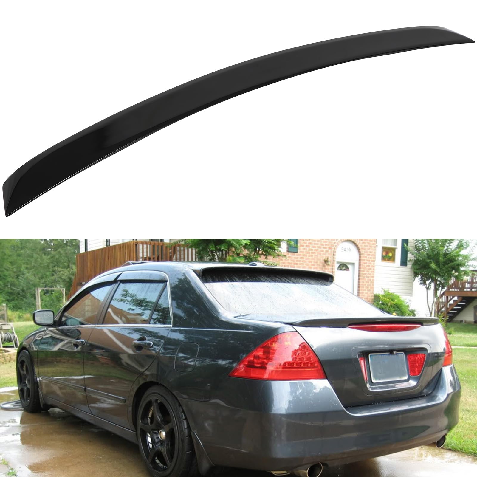SCITOO ABS Glossy Black Spoiler Wing Fits for 2006-2007 for Honda for Accord 1PC Rear Trunk Spoiler Wing