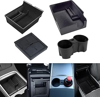 (Pack of 4) 3PCS Center Console Organizer Tray Fit for Latest 2023 2022 2021 Tesla Model 3/Y Armrest Hidden Cubby Drawer Storage Box Flocked,1PCS Center Console Silicone Cup Holder Insert