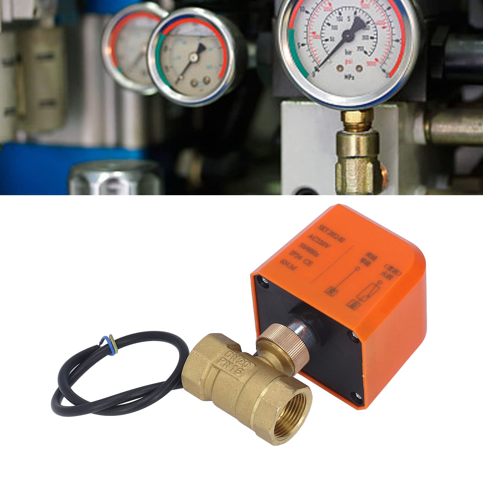 Artillery Valvola a Sfera Motorizzata, Valvola a Sfera Elettrica in Ottone a 2 Vie con Filettatura Interna da 3/4 di Pollice, Normalmente Chiusa, Accessori Industriali (DN20 AC 220 V)