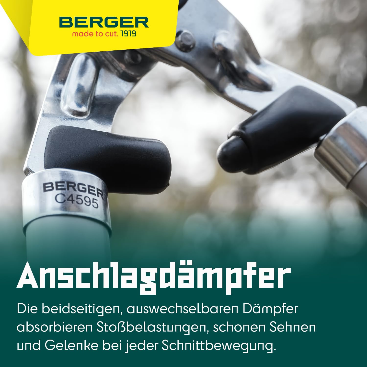 BERGER Heckenschere mit Korkgriff C4595 | Heckenschere manuell mit 24?cm Schnittlänge | Wellenschliff & Anschlagdämpfer | Leichte & langlebige Handheckenschere | KWF-zertifiziert & Made in Germany