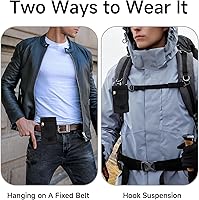 Vista 4 de Funda multiusos para cinturón de teléfono, funda doble para teléfono con clip para cinturón, soporte táctico para teléfono celular para hombres