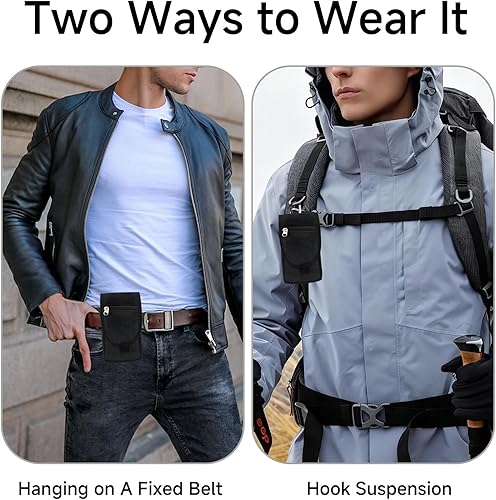 Miniatura 4 de Funda multiusos para cinturón de teléfono, funda doble para teléfono con clip para cinturón, soporte táctico para teléfono celular para hombres,