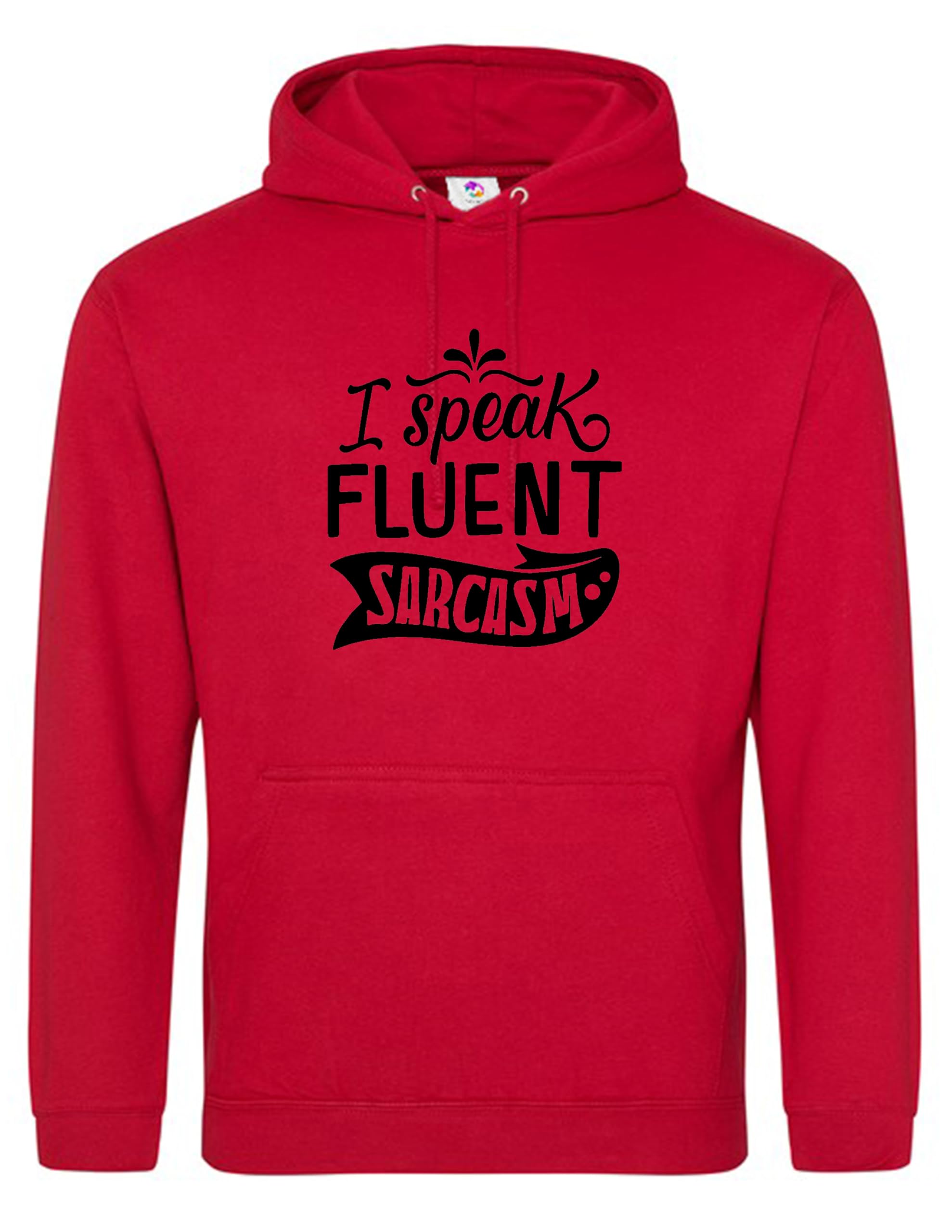 Moonbow Unisex Red I Speak Fluent Sarcasm Hoodie Medium Funny Quote Sweatshirt For Men Women Pullover Hoodie Gift For Sarcastic People Witty Casual Wear Joke Hoodie For Teens Adults