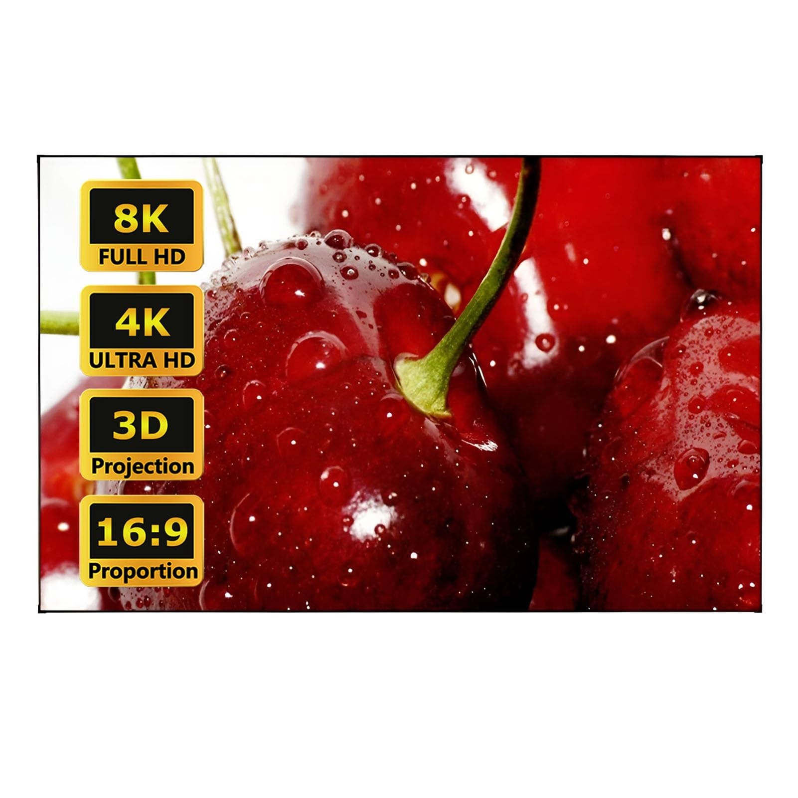 Stała Rama Ekran Projekcyjny do Kino Domowe 90/100 cali, 16:9 4K/8K/3D Wewnętrznych Ekran Projektorowy Montowany na Ścianie(72in 16:9)