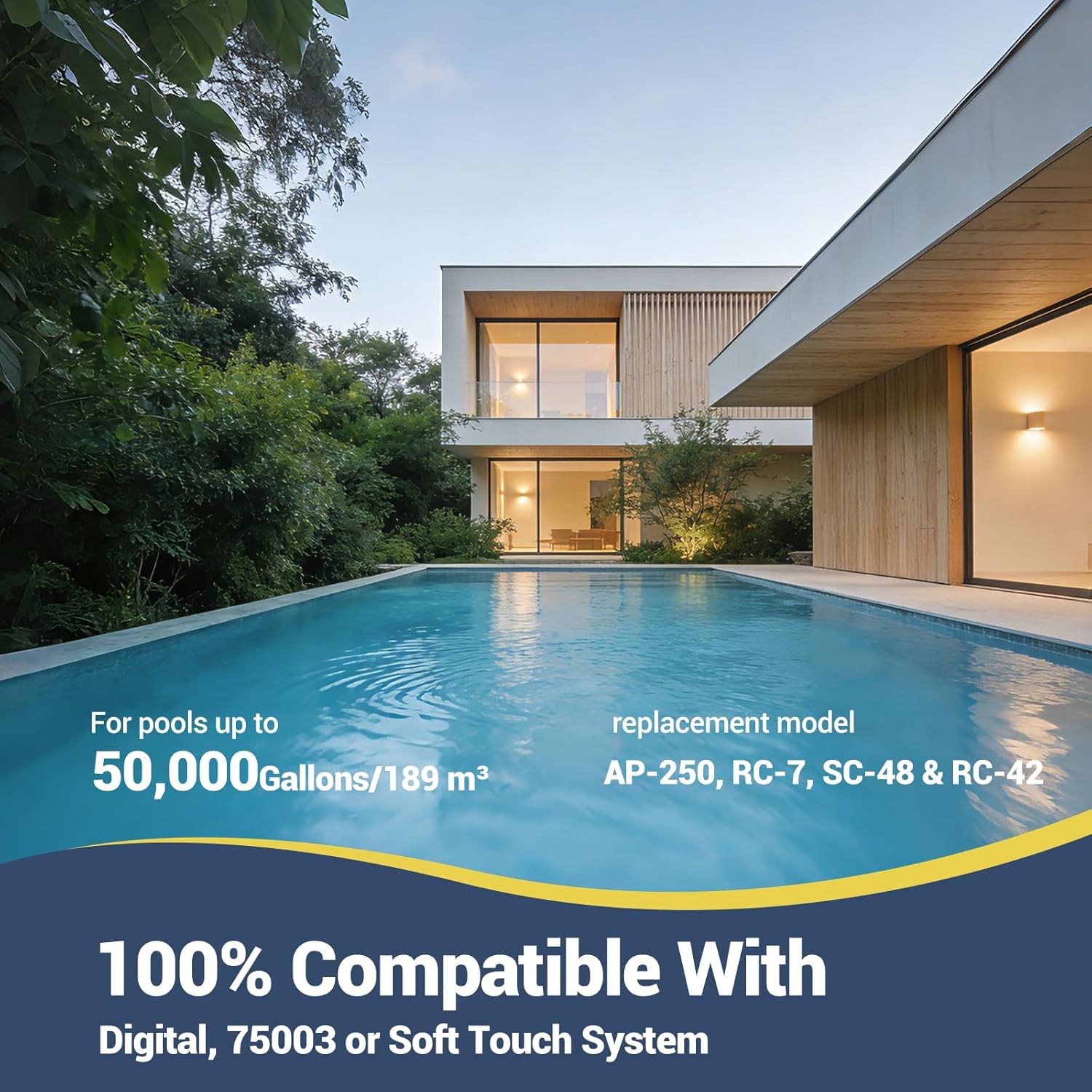 PPC3 Salt Cell Replacement Compatible with Pool Pilot Digital Salt Chlorine Generator, Fits 50,000 Gallons Pools, Replacement for Old Cell AP-250, RC-7, SC-48, RC-42 | 7 Titanium Plates