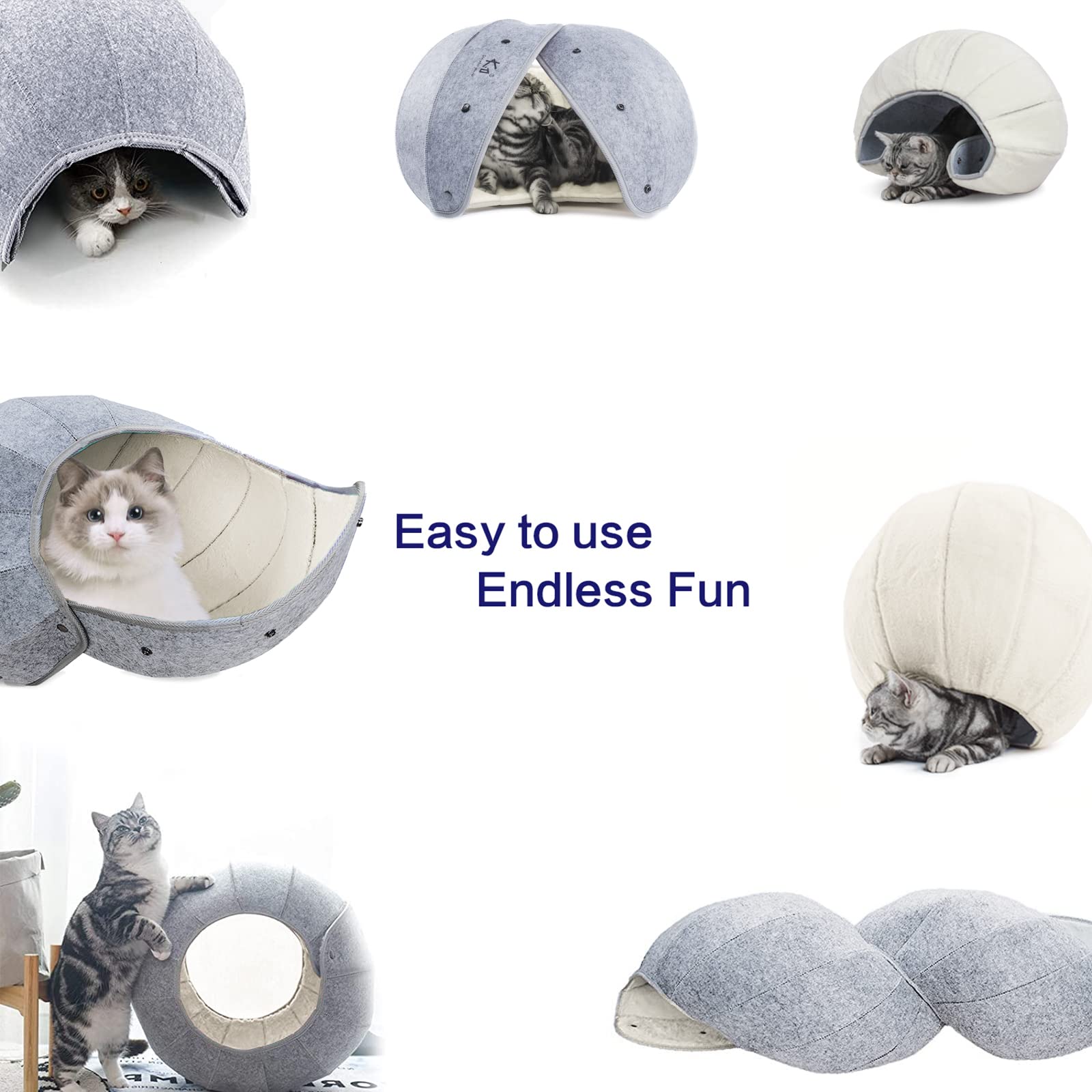 PAWISE Katzentunnel – Zusammenklappbar, Mit Rasselball, Für Katzen & Kleine Haustiere